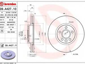 Тормозной диск BREMBO 09A42711 на FORD MONDEO IV Turnier (BA7)