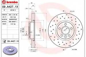 Гальмівний диск BREMBO 09A4271X на LAND ROVER LR2 (FA_)