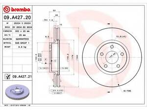 Гальмівний диск BREMBO 09A42721 на FORD MONDEO IV Turnier (BA7)