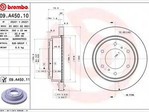 Тормозной диск BREMBO 09A45011 на MITSUBISHI SHOGUN IV (V8_W, V9_W)