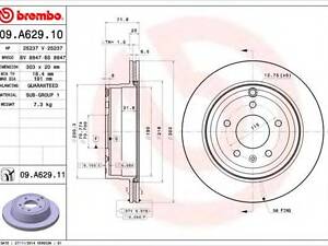 Тормозной диск BREMBO 09A62910 на VAUXHALL ANTARA (J26, H26)