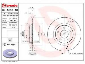 Гальмівний диск BREMBO 09A63710 на DODGE AVENGER седан