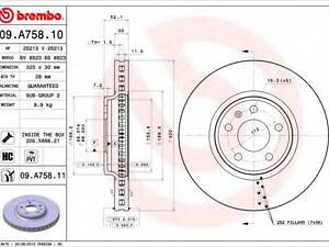 Гальмівний диск BREMBO 09A75811 на AUDI Q5 (8R)