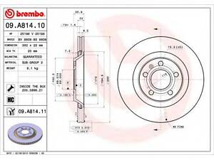 Гальмівний диск BREMBO 09A81411 на AUDI A4 (8E2, B6)