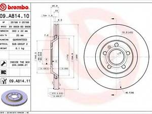 Гальмівний диск BREMBO 09A81411 на AUDI A4 (8E2, B6)