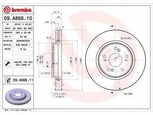 Гальмівний диск BREMBO 09A86610 на HONDA CR-V Mk III (RE)