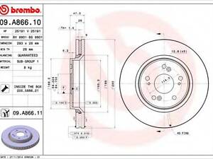 Гальмівний диск BREMBO 09A86610 на HONDA CR-V Mk III (RE)