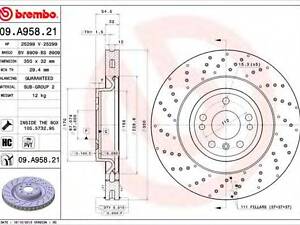 Гальмівний диск BREMBO 09A95821 на MERCEDES-BENZ M-CLASS (W166)