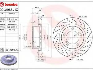 Гальмівний диск BREMBO 09A9661X на LEXUS LX (URJ201)