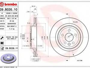 Гальмівний диск BREMBO 09B02611 на VOLVO XC60 универсал
