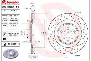 Тормозной диск BREMBO 09B0401X на AUDI Q5 (8R)