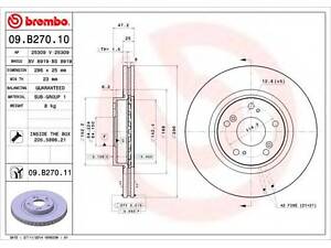 Гальмівний диск BREMBO 09B27010 на HONDA ACCORD EURO VIII седан (CU)