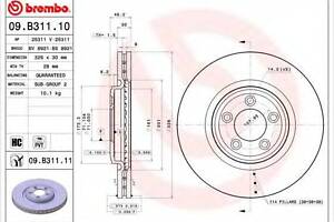 Тормозной диск BREMBO 09B31111 на JAGUAR XF седан (_J05_, CC9)