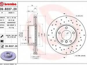 Тормозной диск BREMBO 09B3372X на BMW 1 (F20)