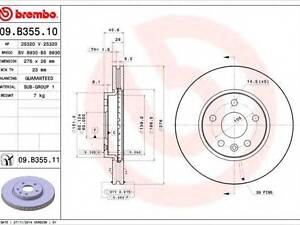 Гальмівний диск BREMBO 09B35510 на OPEL ASTRA J Sports Tourer