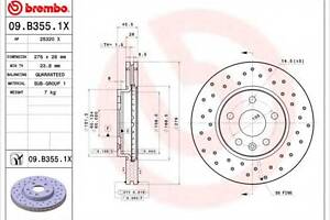 Тормозной диск BREMBO 09B3551X на OPEL ASTRA J Sports Tourer