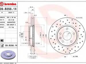 Тормозной диск BREMBO 09B3561X на OPEL ASTRA J Sports Tourer