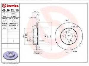 Гальмівний диск BREMBO 09B49210 на SUZUKI ALTO (HA25, HA35)