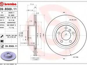 Тормозной диск BREMBO 09B56911 на BMW X3 (F25)
