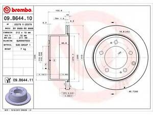 Гальмівний диск BREMBO 09B64411 на TOYOTA LAND CRUISER - BUNDERA (PZJ7_, KZJ7_, HZJ7_, BJ7_, LJ7_, RJ7