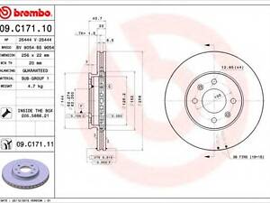 Гальмівний диск BREMBO 09C17111 на HYUNDAI SOLARIS IV (RB)