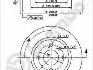 Гальмівний диск BREMBO 09889414 на LADA 111