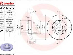 Гальмівний диск BREMBO 08447510 на OPEL CORSA A TR (91_, 92_, 96_, 97_)