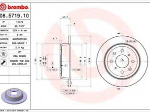 Гальмівний диск BREMBO 08571910 на HONDA CRX Mk III (EH, EG)