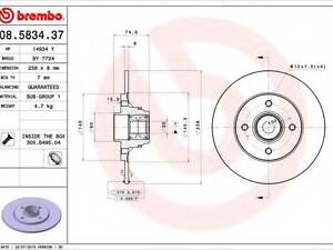 Гальмівний диск BREMBO 08583437 на RENAULT CLIO Mk II (BB0/1/2_, CB0/1/2_)