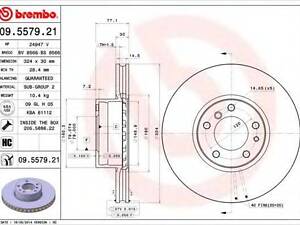 Гальмівний диск BREMBO 09557921 на BMW 7 седан (E32)