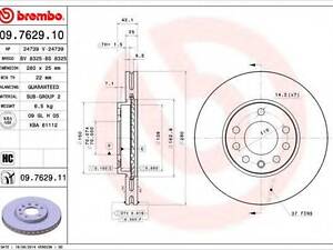 Гальмівний диск BREMBO 09762910 на VAUXHALL MERIVA Mk II (B)