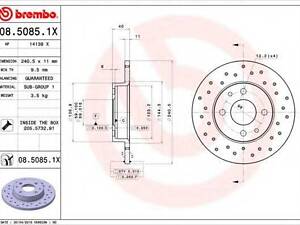 Гальмівний диск BREMBO 0850851X на ALFA ROMEO 155 (167)