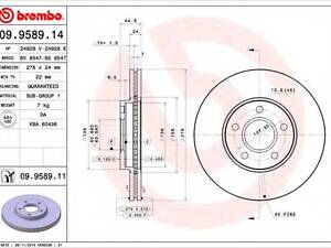 Гальмівний диск BREMBO 09958914 на FORD TRANSIT CONNECT (P65_, P70_, P80_)