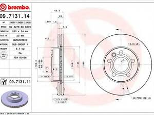 Гальмівний диск BREMBO 09713114 на VW TRANSPORTER / CARAVELLE Mk IV автобус (70XB, 70XC, 7DB, 7DW)