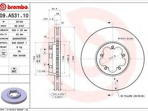 Гальмівний диск BREMBO 09A53110 на FORD TRANSIT автобус