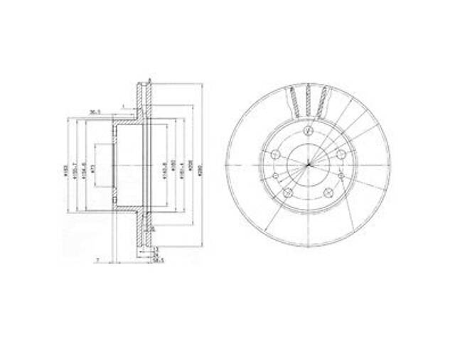 Гальмівний диск DELPHI BG2846 передній, 94-02 (1-1.4t)