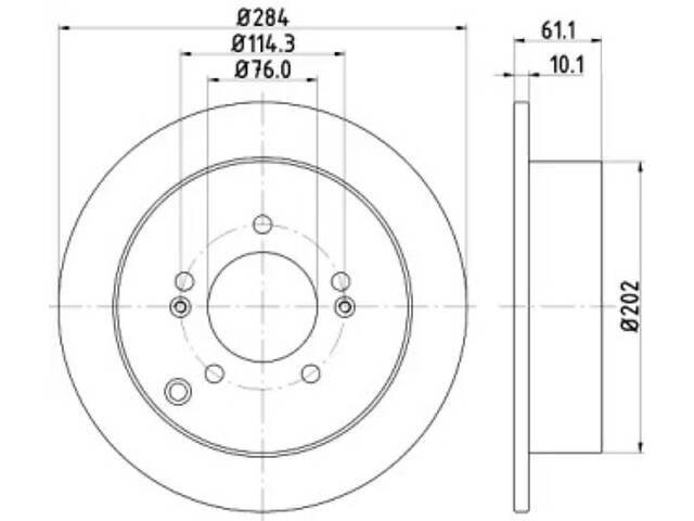 Гальмівний диск HELLA 8DD355111421 ЗАД.. HYUNDAI IX35, Santa Fe, Trajet, Tucson; KIA Sportage 2.0-2.7 00-