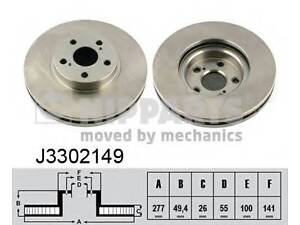 Гальмівний диск NIPPARTS J3302149 на TOYOTA AVENSIS Combi (T25)