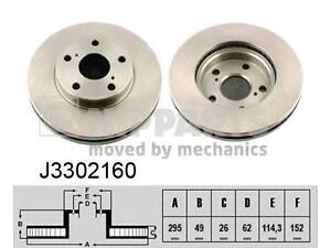 Гальмівний диск NIPPARTS J3302160 на TOYOTA ALTIS седан (E15_)