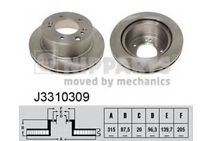 Гальмівний диск NIPPARTS J3310309 на KIA SORENTO I (JC)