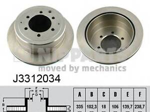 Гальмівний диск NIPPARTS J3312034 на TOYOTA LAND CRUISER (_J8_)