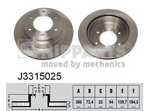 Гальмівний диск NIPPARTS J3315025 на MITSUBISHI SHOGUN III Вездеход открытый (V6_W, V7_W)