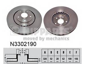 Гальмівний диск NIPPARTS N3302190 на TOYOTA RAV 4 IV (ZSA4_, ALA4_)