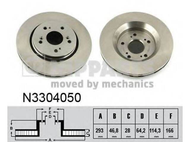 Гальмівний диск NIPPARTS N3304050 на HONDA CR-V Mk III (RE)