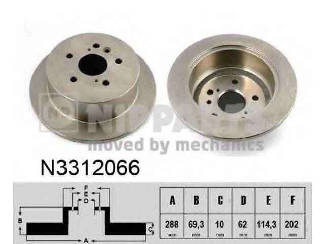 Гальмівний диск NIPPARTS N3312066 на TOYOTA HARRIER (MCU3_, MHU3_, ACU3_, GSU3_)