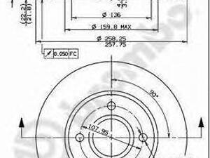 Тормозной диск пер. CourierFiestaFocusFusionKA (97-12) BREMBO 09780611 FORD FIESTA Mk IV (JA_, JB_)