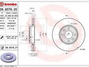 Гальмівний диск пер. Dokker 13-Kangoo 08-LoganStepway II 13-Zoe 12- (258x44mm) BREMBO 09907821 на RENAULT KANGOO Express