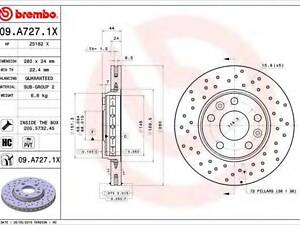 Гальмівний диск пер. Duster 17-Kangoo III 21-Laguna III 07-MeganeScenic 08- (280x44mm) BREMBO 09A7271X на RENAULT MEGANE