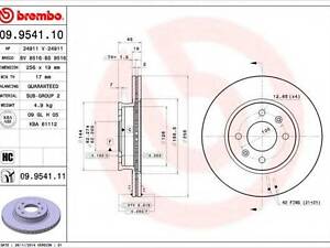 Гальмівний диск пер. Getz 01- (256x48mm) BREMBO 09954110 на HYUNDAI CLICK (TB)