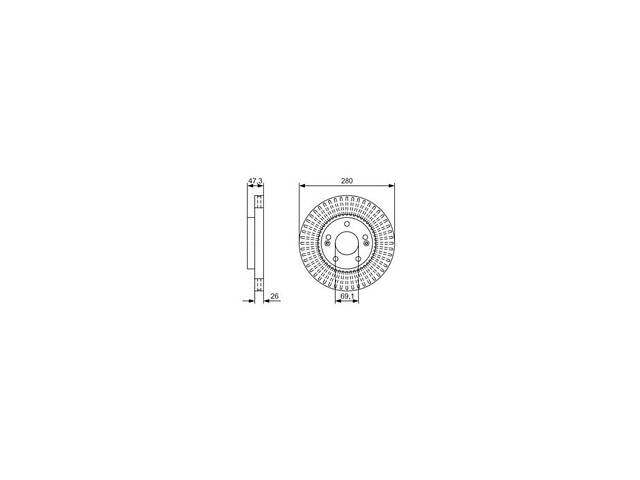 Гальмівний диск передній (вентильований) BOSCH 0986479U10